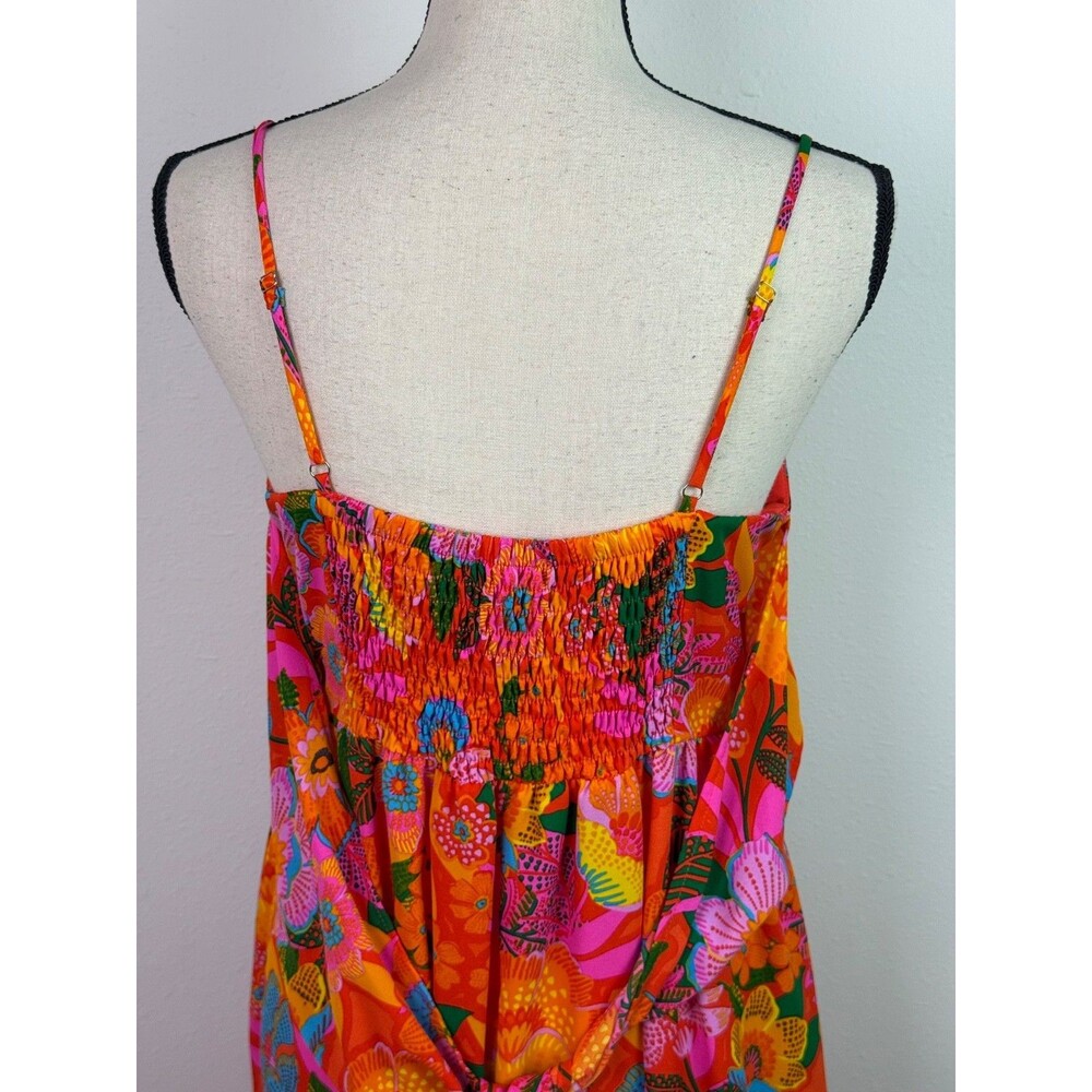 Sugarlips Idalia Tie Back Floral Maxi Dress Large Bright Tropical Boho Sundress - Picture 7 of 10